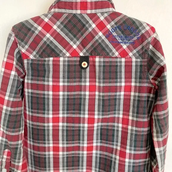 Roots Canada Plaid Button-Up Boys Shirt - Size 5/6Y - Picture 8 of 13